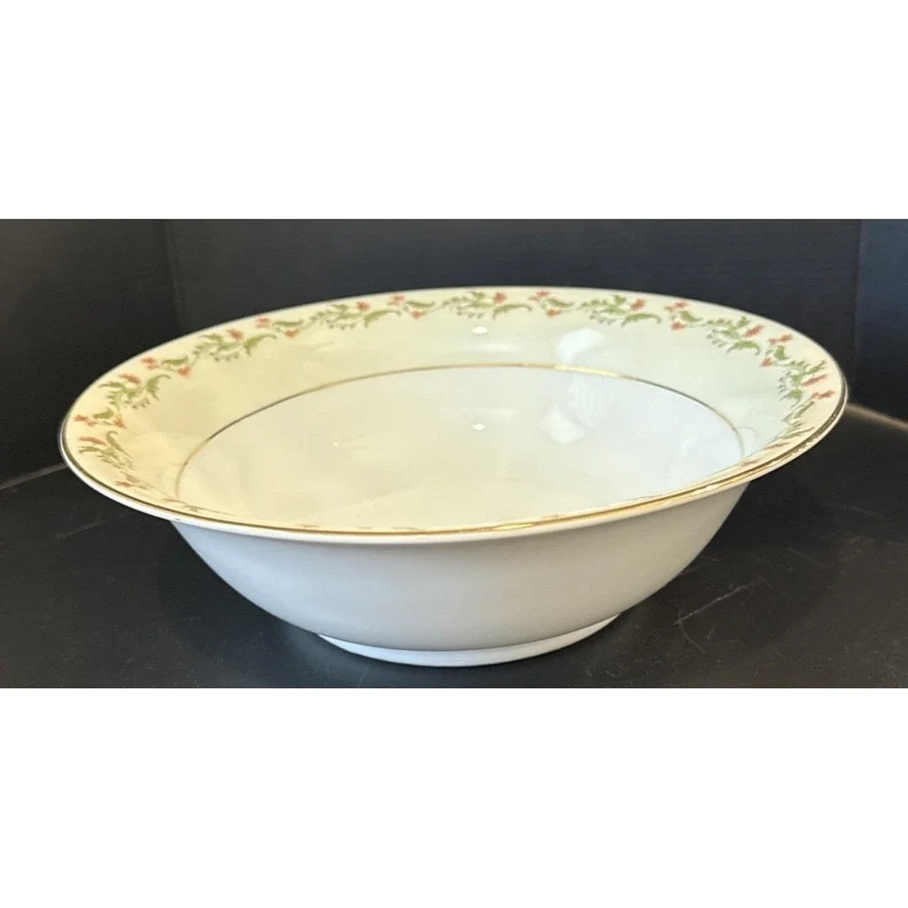 Heinrich Selb Bavaria‎ Germany Gold Trim Pink Flowers Serving Vegetable Bowl